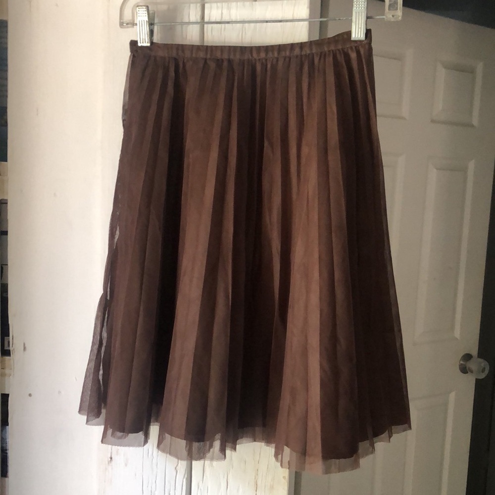Kiki Gaufrette pleaded tulle brown skirt size 10 girls